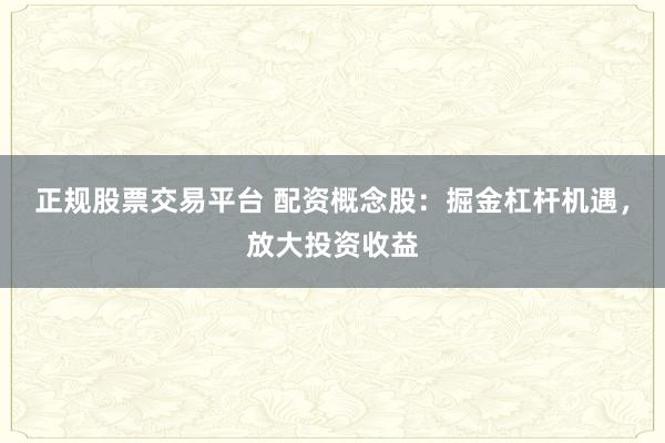 正规股票交易平台 配资概念股：掘金杠杆机遇，放大投资收益