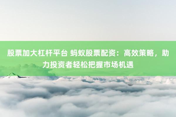 股票加大杠杆平台 蚂蚁股票配资：高效策略，助力投资者轻松把握市场机遇