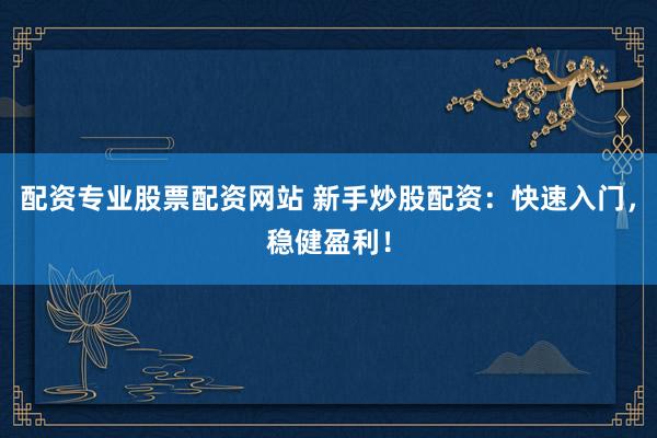 配资专业股票配资网站 新手炒股配资：快速入门，稳健盈利！