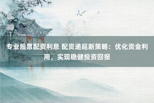 专业股票配资利息 配资递延新策略：优化资金利用，实现稳健投资回报