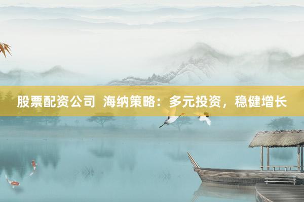 股票配资公司  海纳策略：多元投资，稳健增长