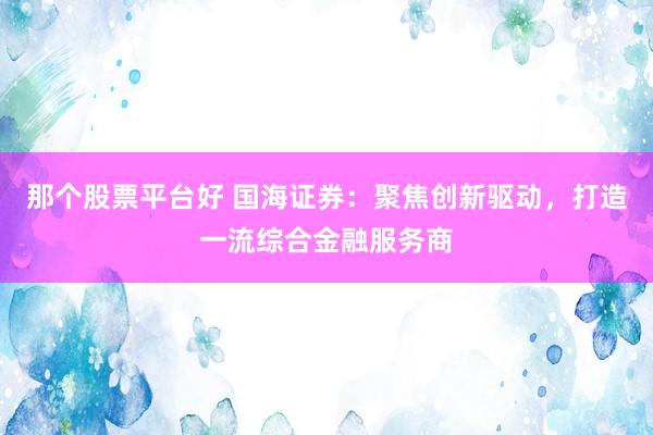 那个股票平台好 国海证券：聚焦创新驱动，打造一流综合金融服务商