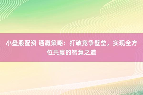 小盘股配资 通赢策略：打破竞争壁垒，实现全方位共赢的智慧之道