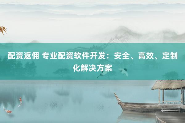 配资返佣 专业配资软件开发：安全、高效、定制化解决方案