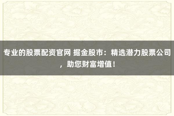 专业的股票配资官网 掘金股市：精选潜力股票公司，助您财富增值！