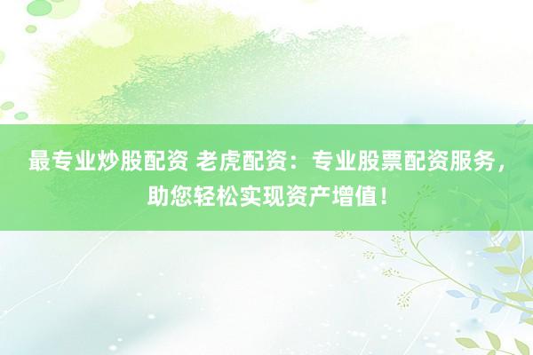 最专业炒股配资 老虎配资：专业股票配资服务，助您轻松实现资产增值！