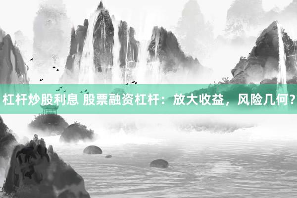 杠杆炒股利息 股票融资杠杆：放大收益，风险几何？