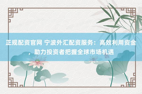 正规配资官网 宁波外汇配资服务：高效利用资金，助力投资者把握全球市场机遇