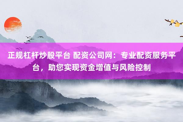 正规杠杆炒股平台 配资公司网：专业配资服务平台，助您实现资金增值与风险控制