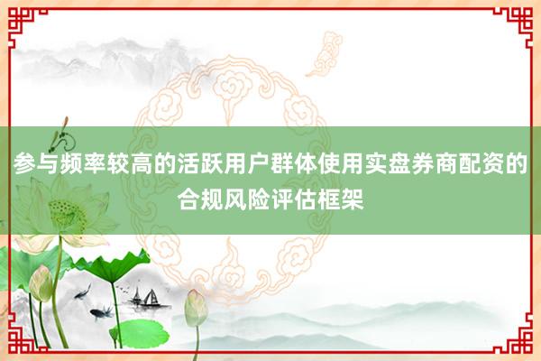 参与频率较高的活跃用户群体使用实盘券商配资的合规风险评估框架