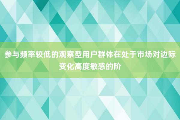 参与频率较低的观察型用户群体在处于市场对边际变化高度敏感的阶