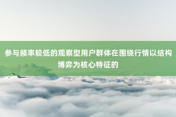 参与频率较低的观察型用户群体在围绕行情以结构博弈为核心特征的