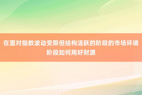 在面对指数波动受限但结构活跃的阶段的市场环境阶段如何用好财源