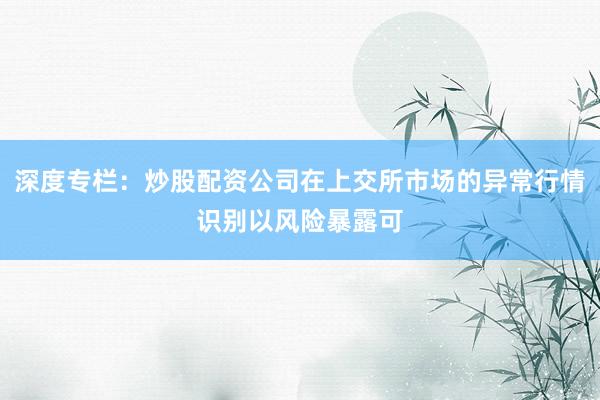 深度专栏:炒股配资公司在上交所市场的异常行情识别以风险暴露可