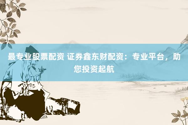 最专业股票配资 证券鑫东财配资：专业平台，助您投资起航