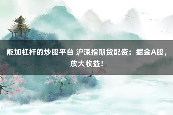 能加杠杆的炒股平台 沪深指期货配资：掘金A股，放大收益！