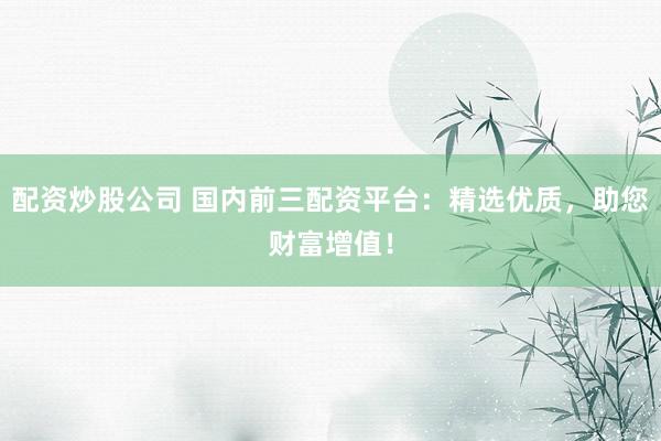 配资炒股公司 国内前三配资平台:精选优质,助您财富增值!
